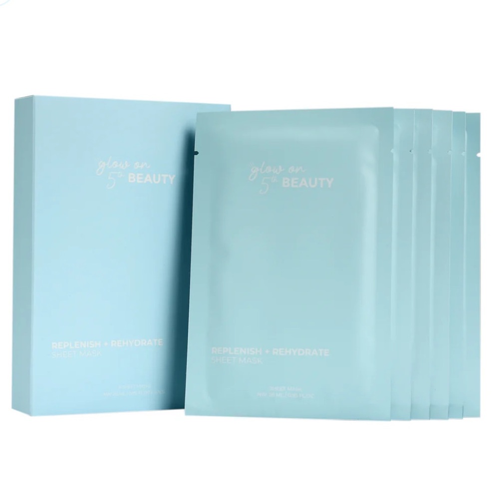 Glow on 5th Replenish + Rehydrate Sheet Mask Set 6 sheets NEW IN BOX